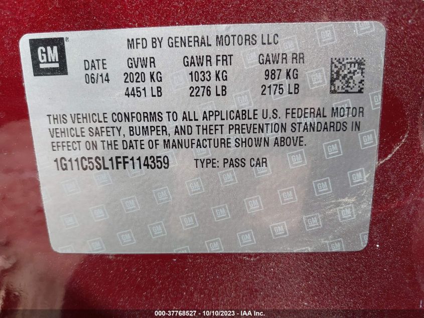 2015 CHEVROLET MALIBU LT - 1G11C5SL1FF114359
