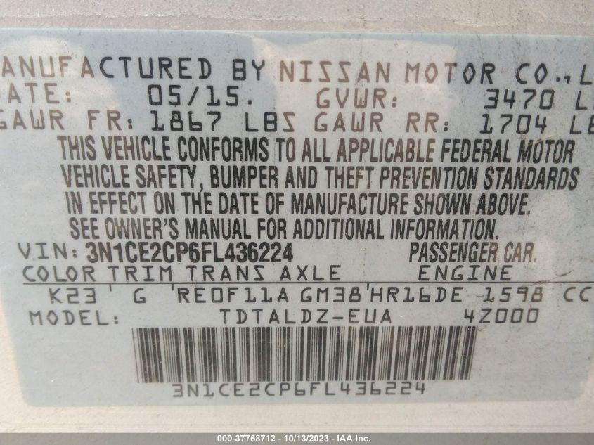 2015 NISSAN VERSA NOTE SV - 3N1CE2CP6FL436224