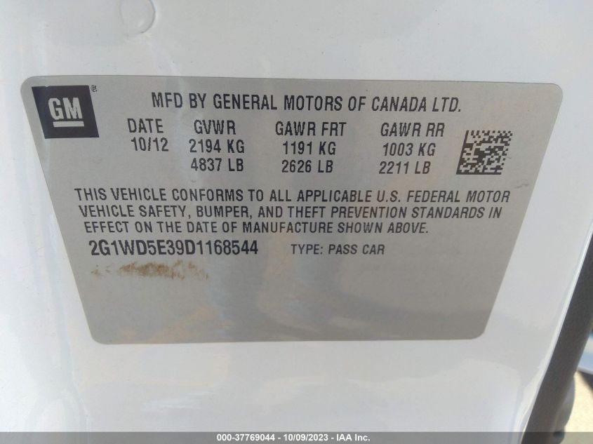 2013 CHEVROLET IMPALA POLICE 2G1WD5E39D1168544