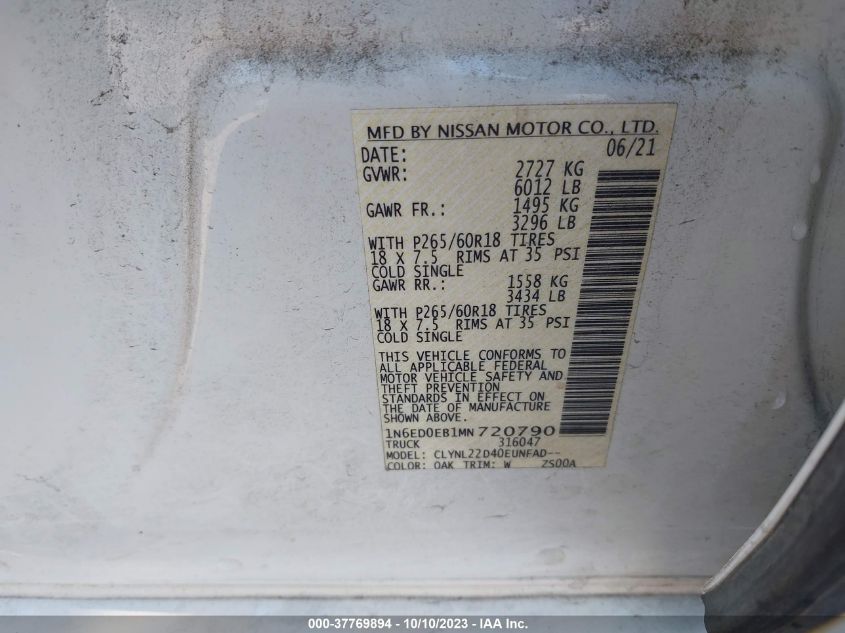 2021 NISSAN FRONTIER S/SV/PRO-4X - 1N6ED0EB1MN720790