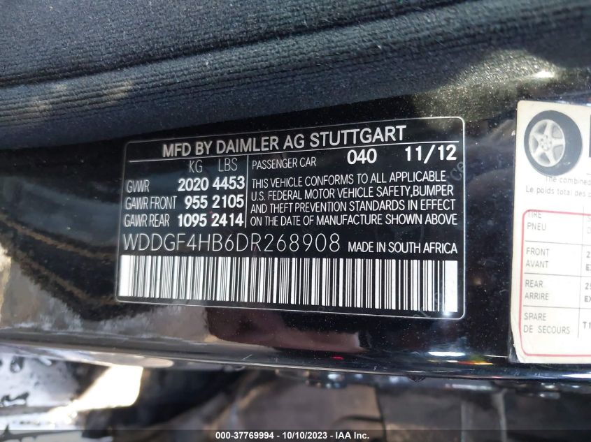 2013 MERCEDES-BENZ C-CLASS C 250 - WDDGF4HB6DR268908