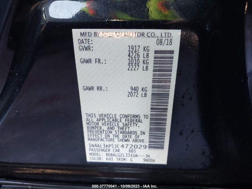 2018 NISSAN ALTIMA 2.5 S - 1N4AL3AP5JC472029