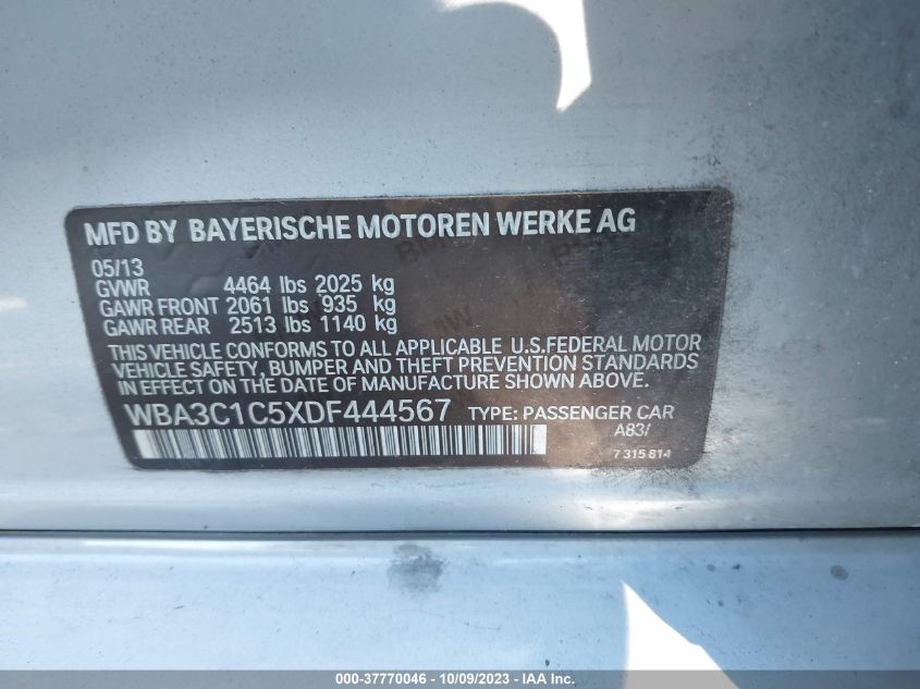2013 BMW 3 SERIES 328I - WBA3C1C5XDF444567