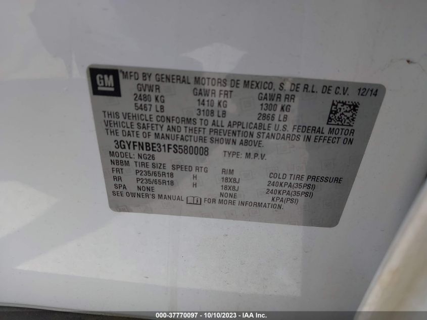 2015 CADILLAC SRX LUXURY COLLECTION - 3GYFNBE31FS580008