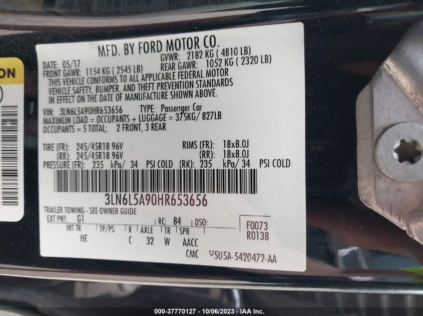 2017 LINCOLN MKZ PREMIERE - 3LN6L5A90HR653656