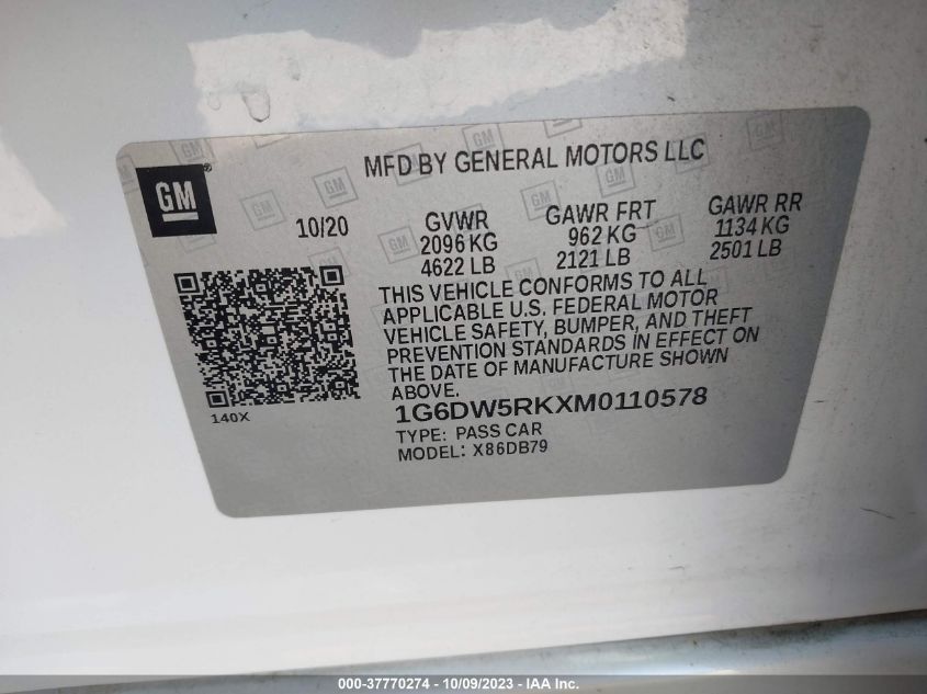 2021 CADILLAC CT5 LUXURY - 1G6DW5RKXM0110578