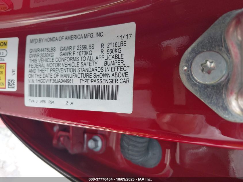 2018 HONDA ACCORD SEDAN SPORT 1.5T - 1HGCV1F36JA044961