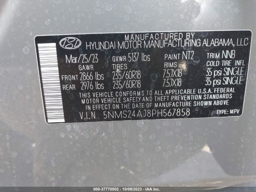 2023 HYUNDAI SANTA FE SEL - 5NMS24AJ8PH567858