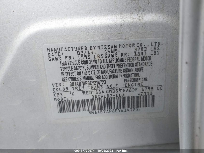 2014 NISSAN SENTRA SV - 3N1AB7AP8EY214723