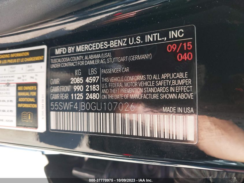 2016 MERCEDES-BENZ C 300 SPORT/LUXURY/ - 55SWF4JB0GU107026