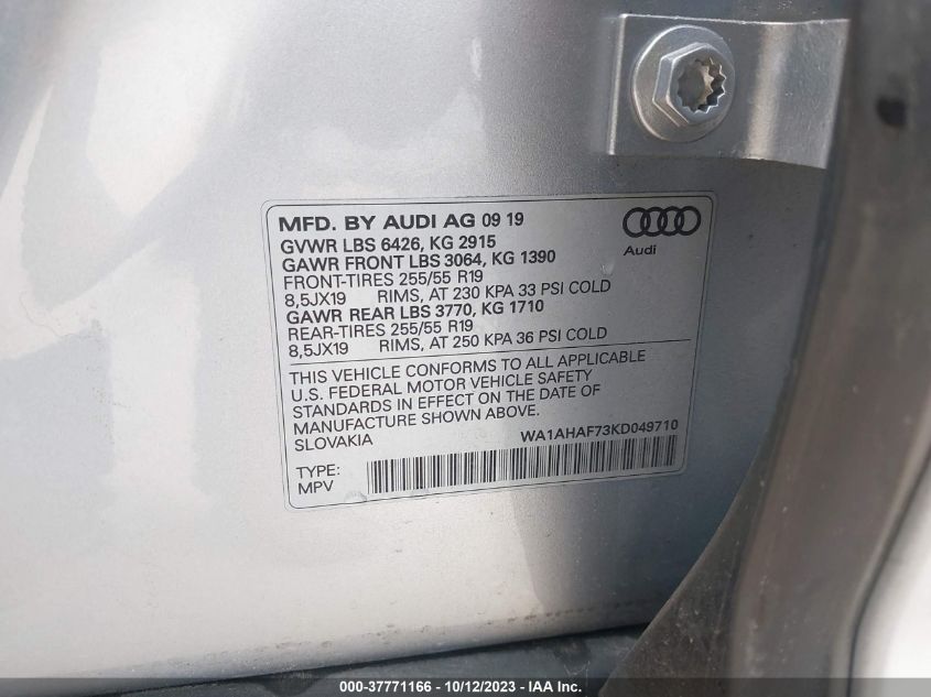 WA1AHAF73KD049710 Audi Q7 PREMIUM/SE PREMIUM 8