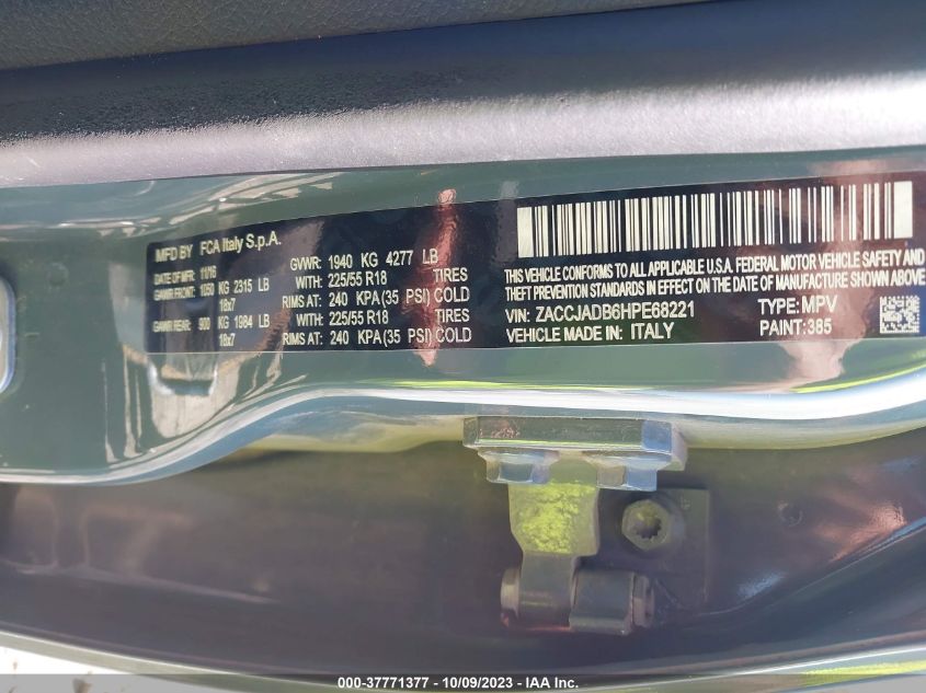 2017 JEEP RENEGADE LIMITED - ZACCJADB6HPE68221