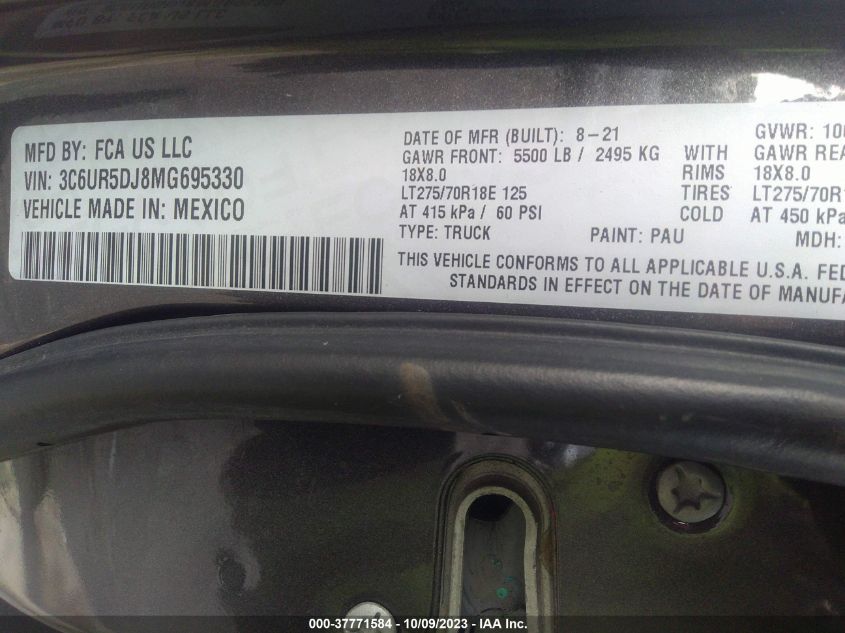2021 RAM 2500 BIG HORN - 3C6UR5DJ8MG695330