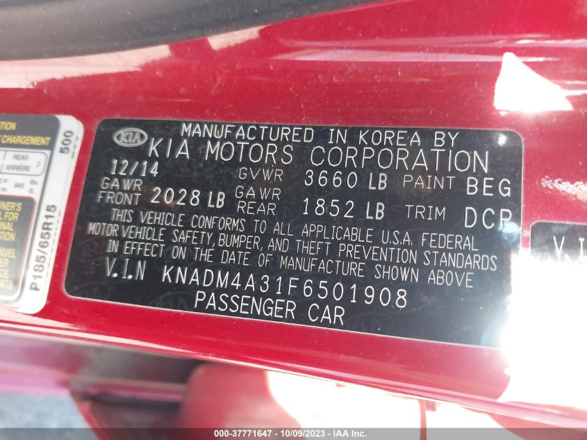 2015 KIA RIO LX - KNADM4A31F6501908