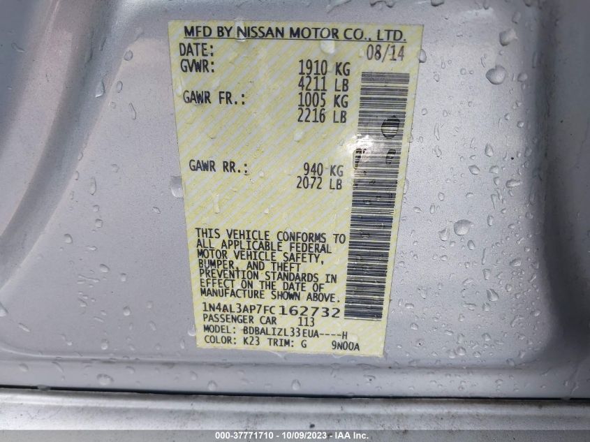 2015 NISSAN ALTIMA 2.5 SV - 1N4AL3AP7FC162732