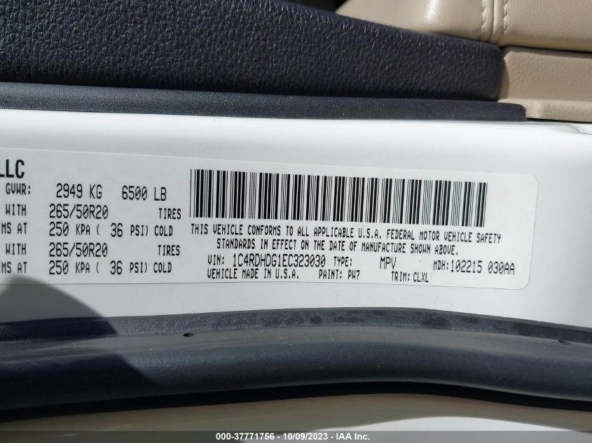 2014 DODGE DURANGO LIMITED - 1C4RDHDG1EC323030