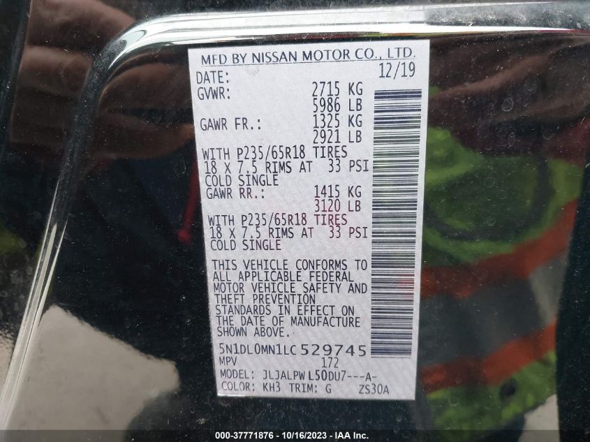 2020 INFINITI QX60 PURE - 5N1DL0MN1LC529745
