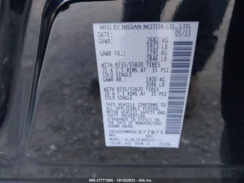 2013 NISSAN PATHFINDER PLATINUM - 5N1AR2MM0DC677875