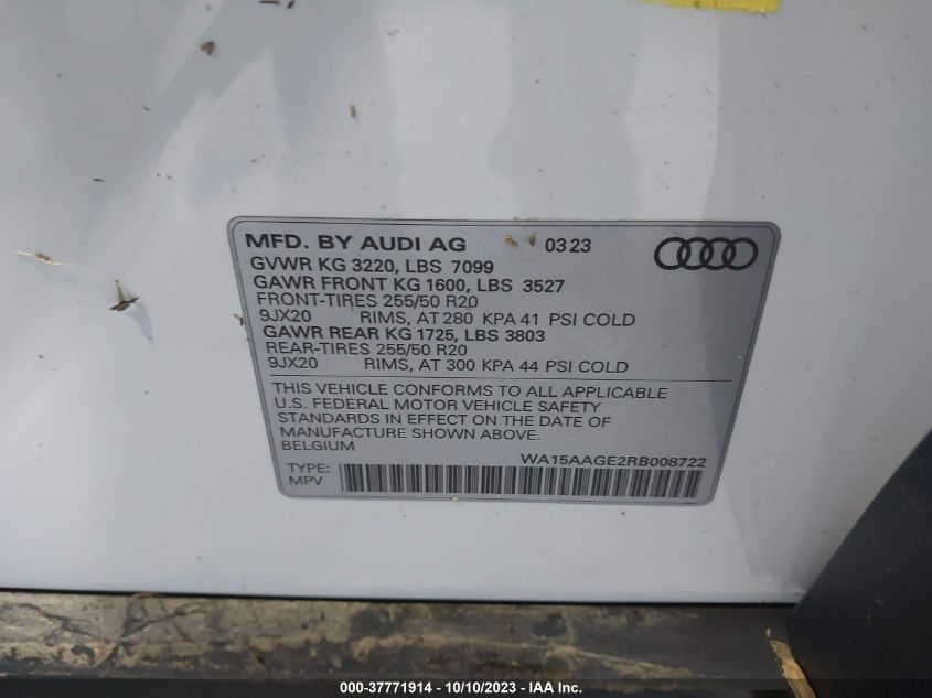 2024 AUDI Q8 E-TRON PREMIUM PLUS WA15AAGE2RB008722