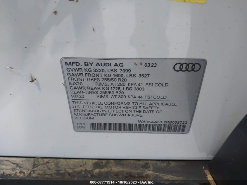 WA15AAGE2RB008722 Audi Q8 E-Tron PREMIUM PLUS 9