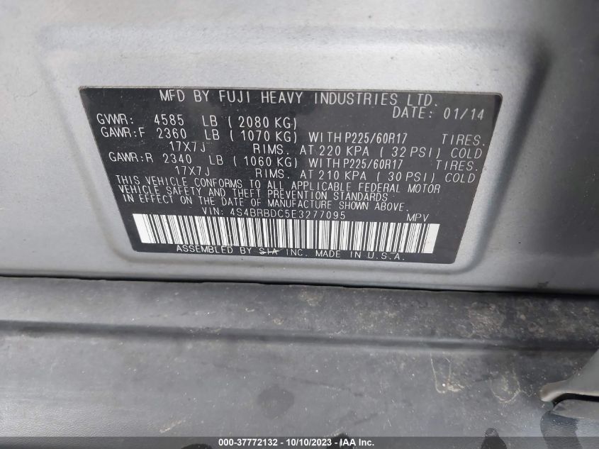 2014 SUBARU OUTBACK 2.5I PREMIUM - 4S4BRBDC5E3277095