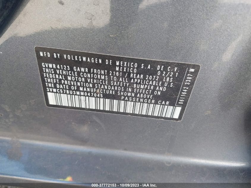 2021 VOLKSWAGEN JETTA S/SE/R-LINE - 3VWC57BU3MM047045
