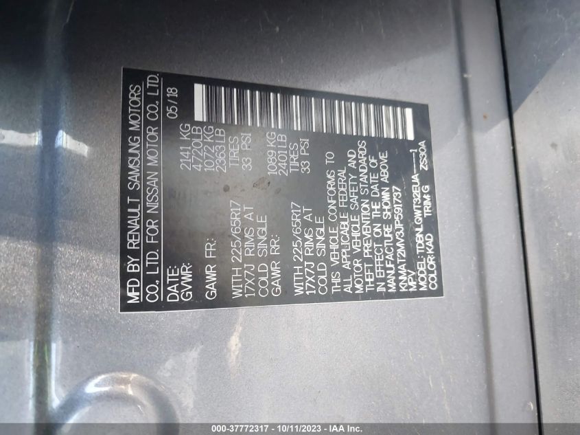 2018 NISSAN ROGUE SV - KNMAT2MV3JP591737
