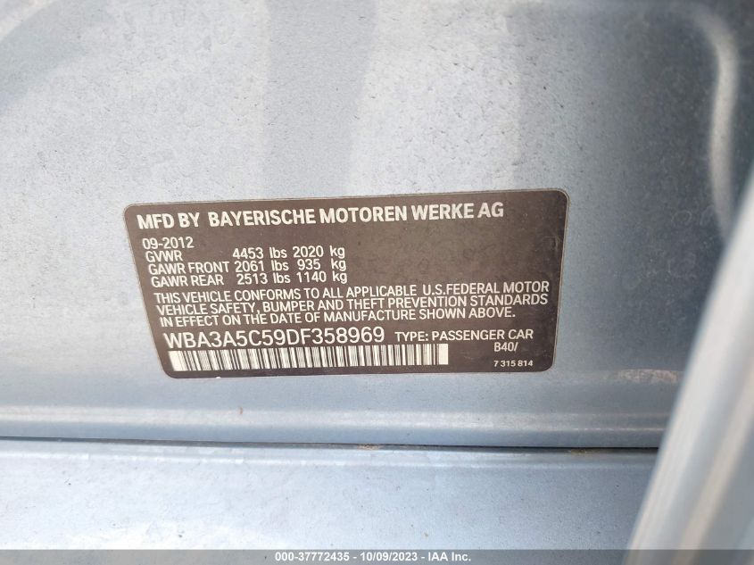 2013 BMW 3 SERIES 328I - WBA3A5C59DF358969