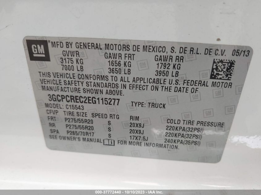 2014 CHEVROLET SILVERADO 1500 LT - 3GCPCREC2EG115277