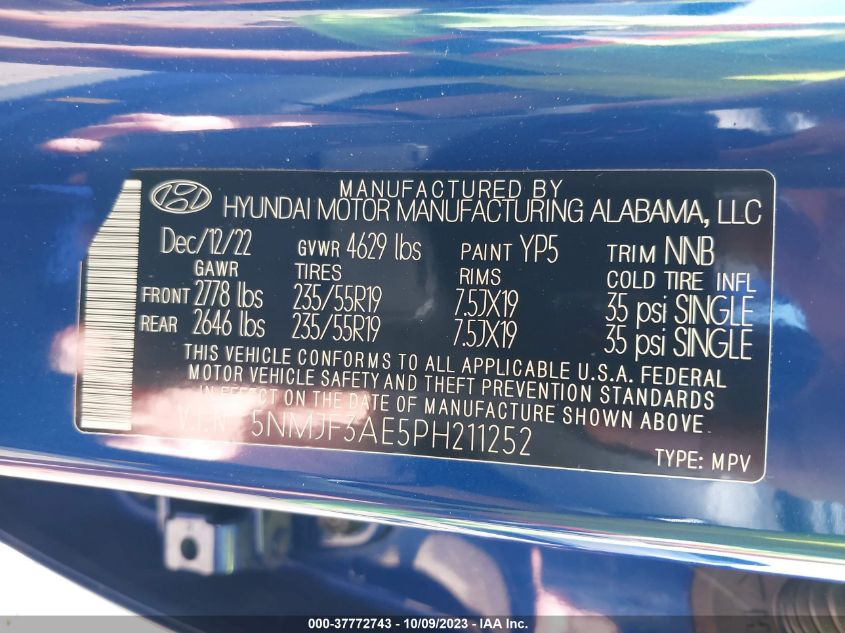 2023 HYUNDAI TUCSON SEL - 5NMJF3AE5PH211252