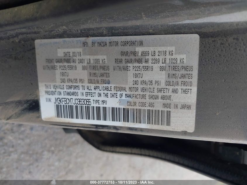 VIN JM3KFBCM7J0363065 2018 MAZDA CX-5 TOURING