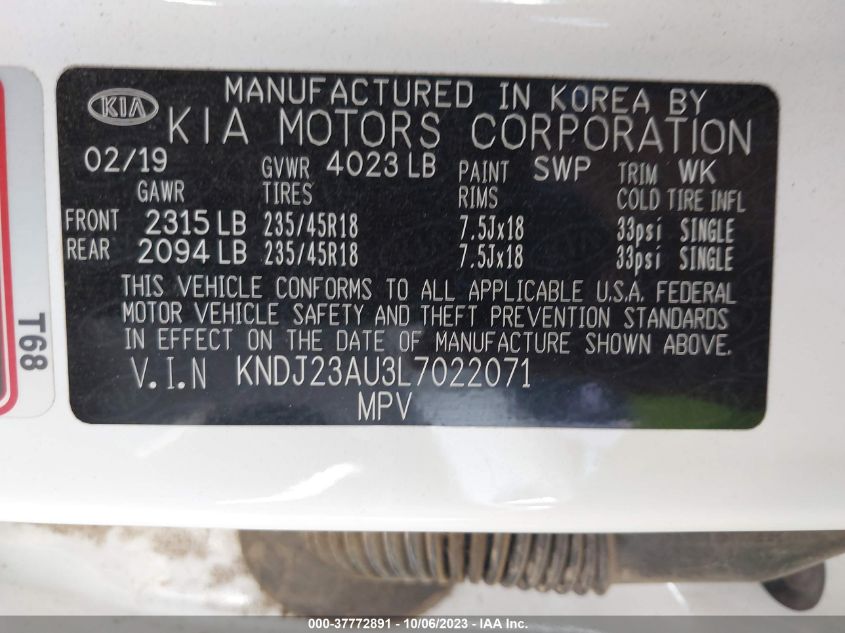 KNDJ23AU3L7022071 Kia Soul X-LINE 9