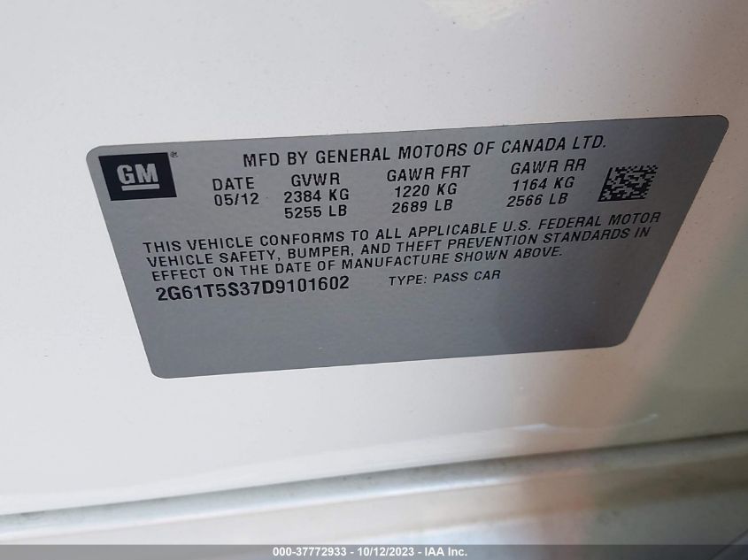 2013 CADILLAC XTS PREMIUM - 2G61T5S37D9101602