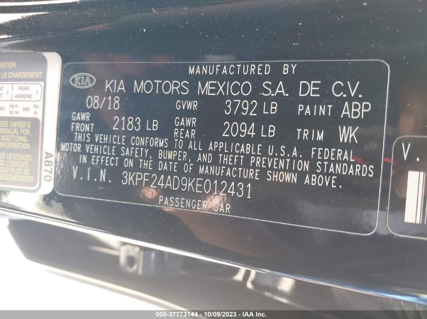 2019 KIA FORTE LXS - 3KPF24AD9KE012431