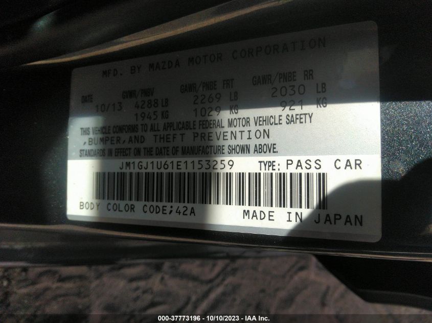 2014 MAZDA MAZDA6 I SPORT - JM1GJ1U61E1153259