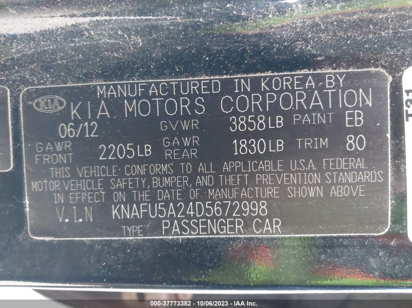 2013 KIA FORTE 5-DOOR EX - KNAFU5A24D5672998