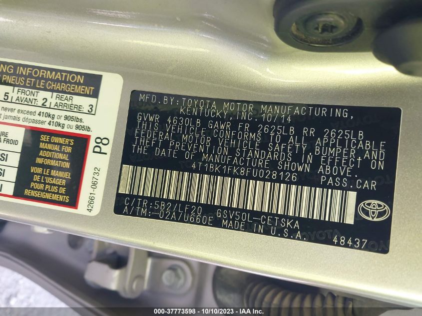 2015 TOYOTA CAMRY XSE/XLE - 4T1BK1FK8FU028126