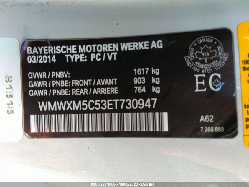 2014 MINI COOPER HARDTOP WMWXM5C53ET730947