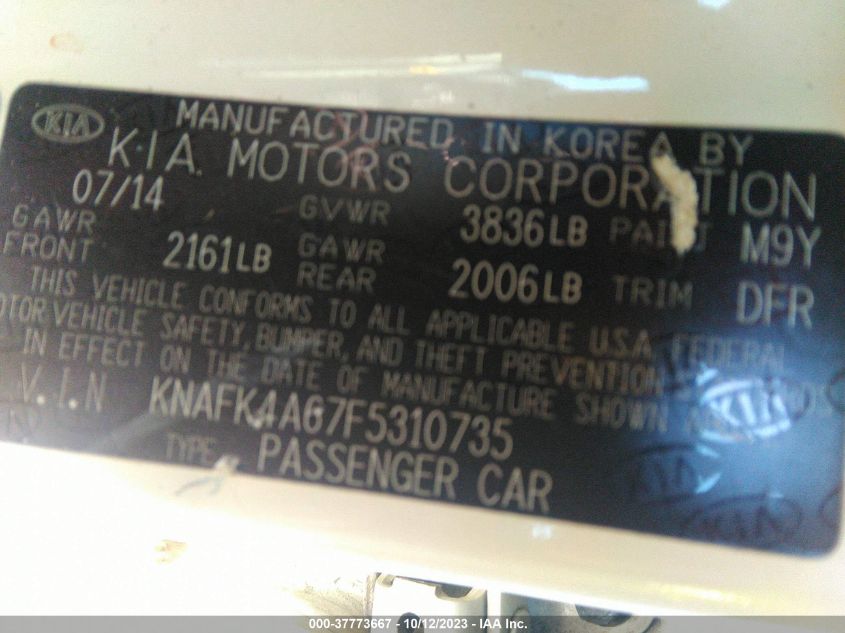 2015 KIA FORTE LX - KNAFK4A67F5310735