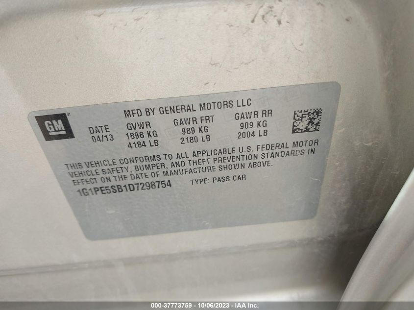 2013 CHEVROLET CRUZE 2LT - 1G1PE5SB1D7298754