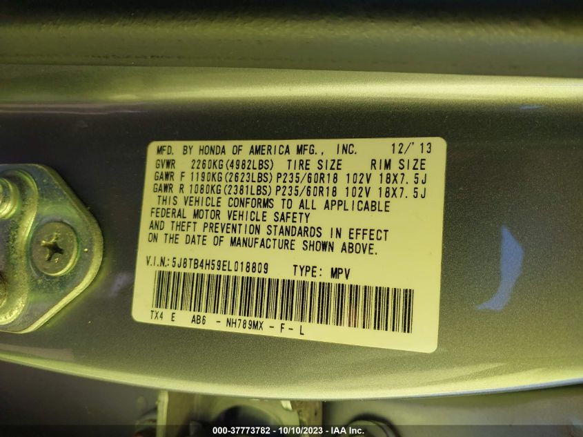 2014 ACURA RDX TECH PKG - 5J8TB4H59EL018809