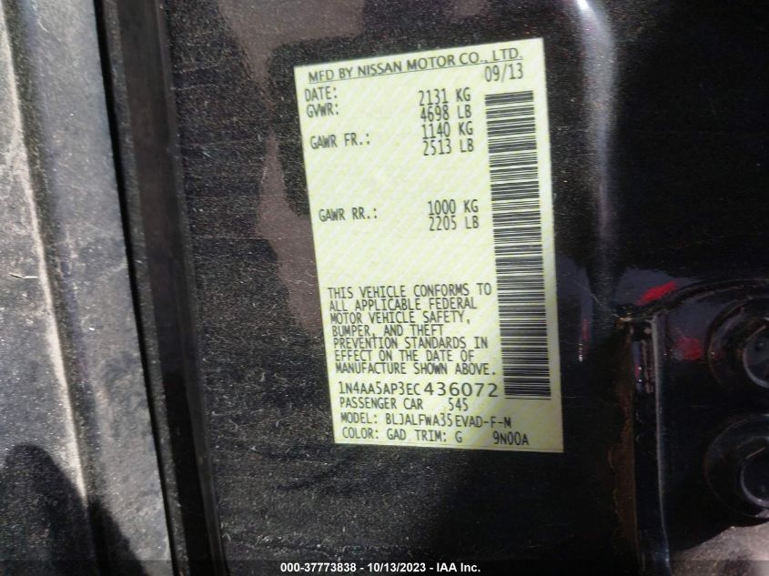 2014 NISSAN MAXIMA 3.5 SV - 1N4AA5AP3EC436072