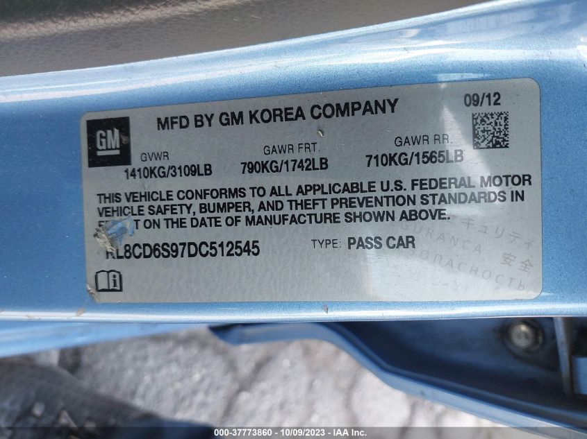 2013 CHEVROLET SPARK LT - KL8CD6S97DC512545