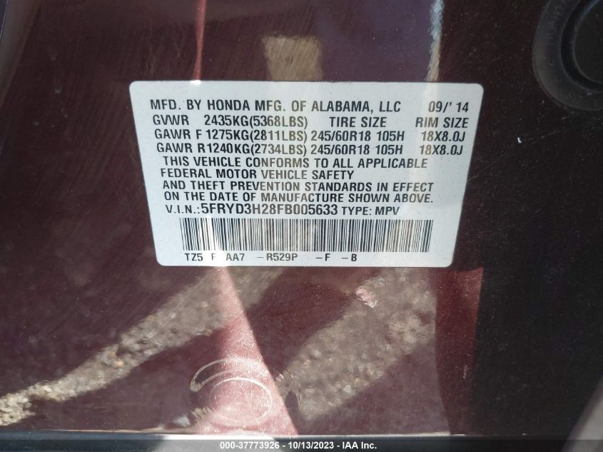 2015 ACURA MDX - 5FRYD3H28FB005633