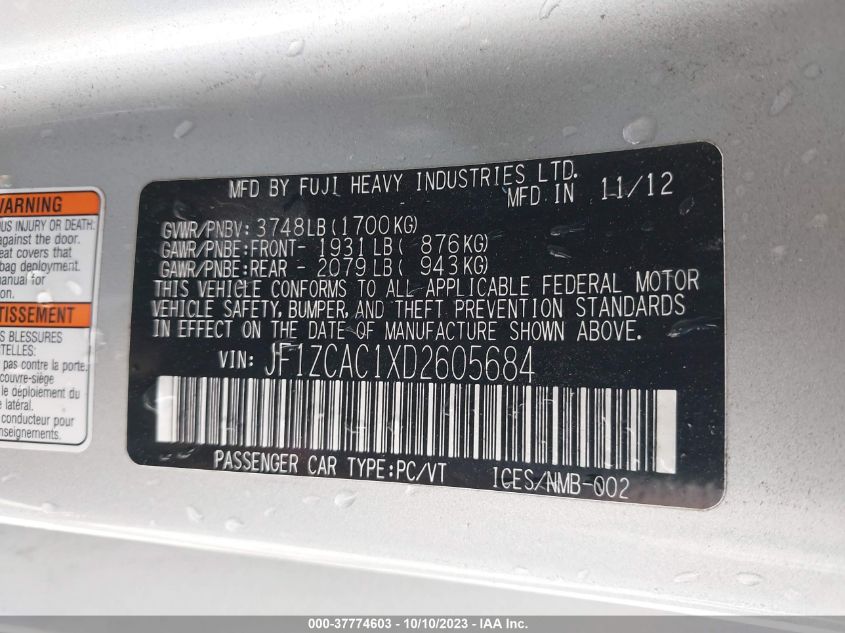 2013 SUBARU BRZ LIMITED - JF1ZCAC1XD2605684