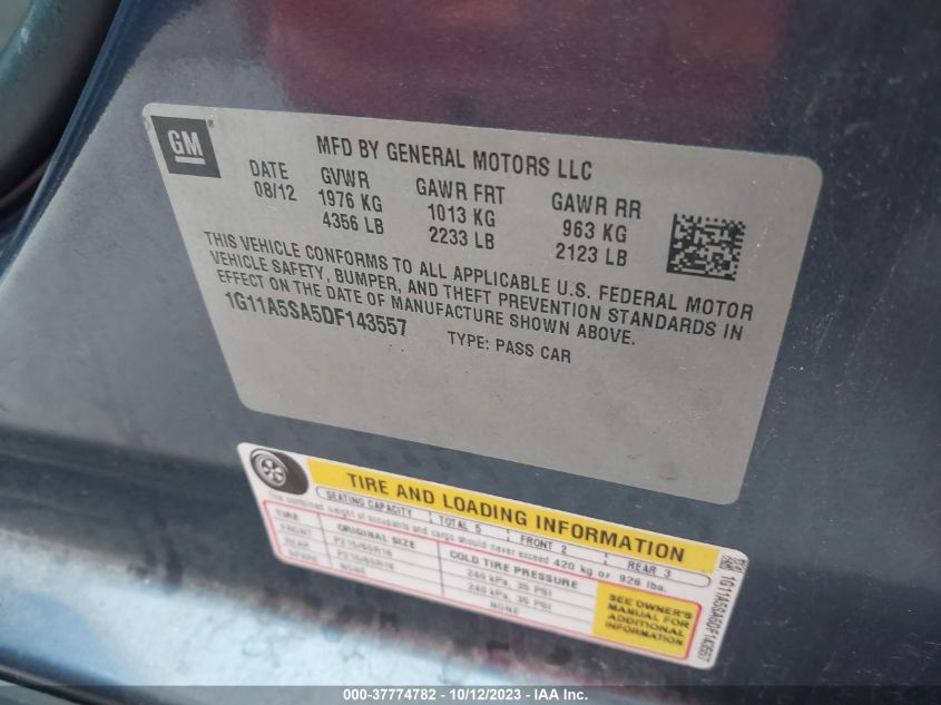 2013 CHEVROLET MALIBU LS - 1G11A5SA5DF143557