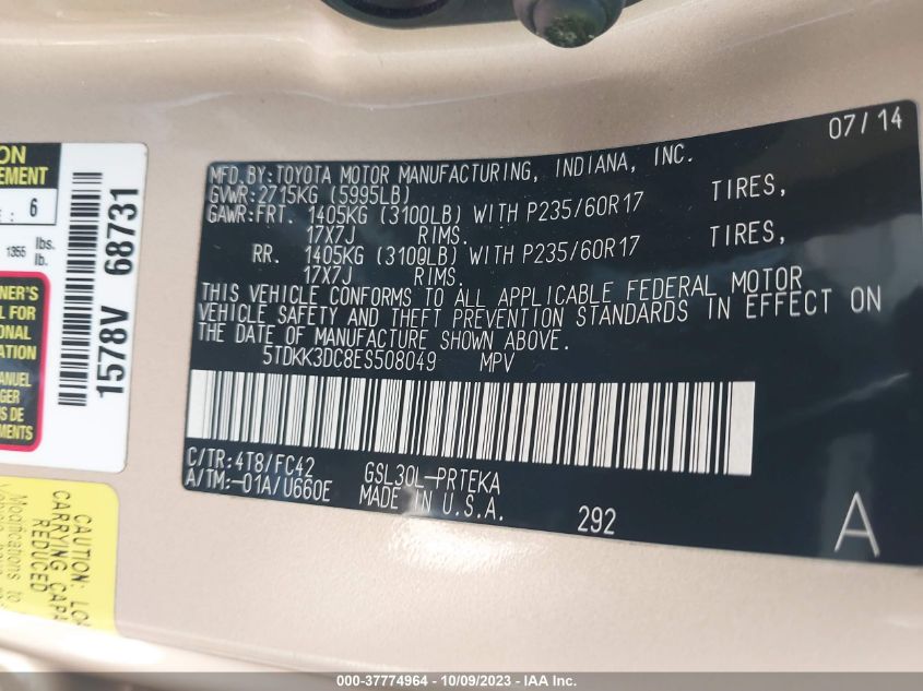2014 TOYOTA SIENNA LE - 5TDKK3DC8ES508049