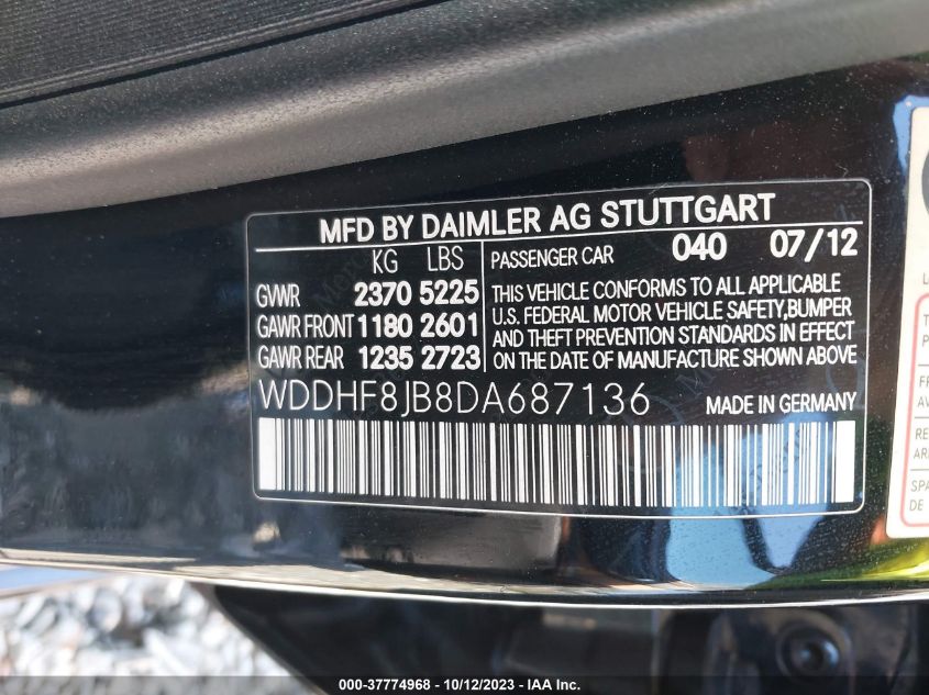 2013 MERCEDES-BENZ E-CLASS E 350 LUXURY - WDDHF8JB8DA687136