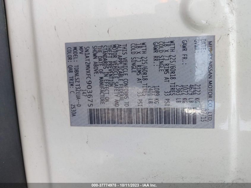 2015 NISSAN ROGUE SL - 5N1AT2MVXFC903675