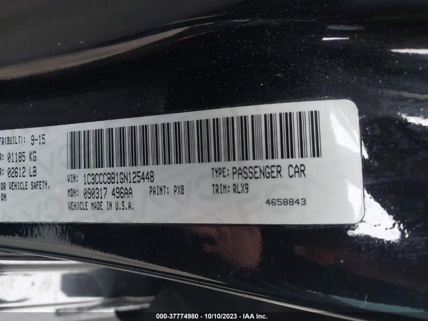 2016 CHRYSLER 200 S - 1C3CCCBB1GN125448